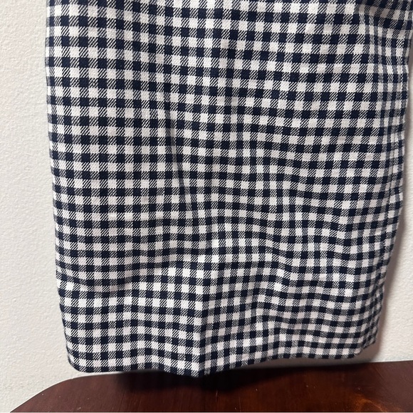 J. Crew Hayden Kickout Crop Gingham Linen Pants Navy Blue White Women’s Size 12 - Picture 7 of 16